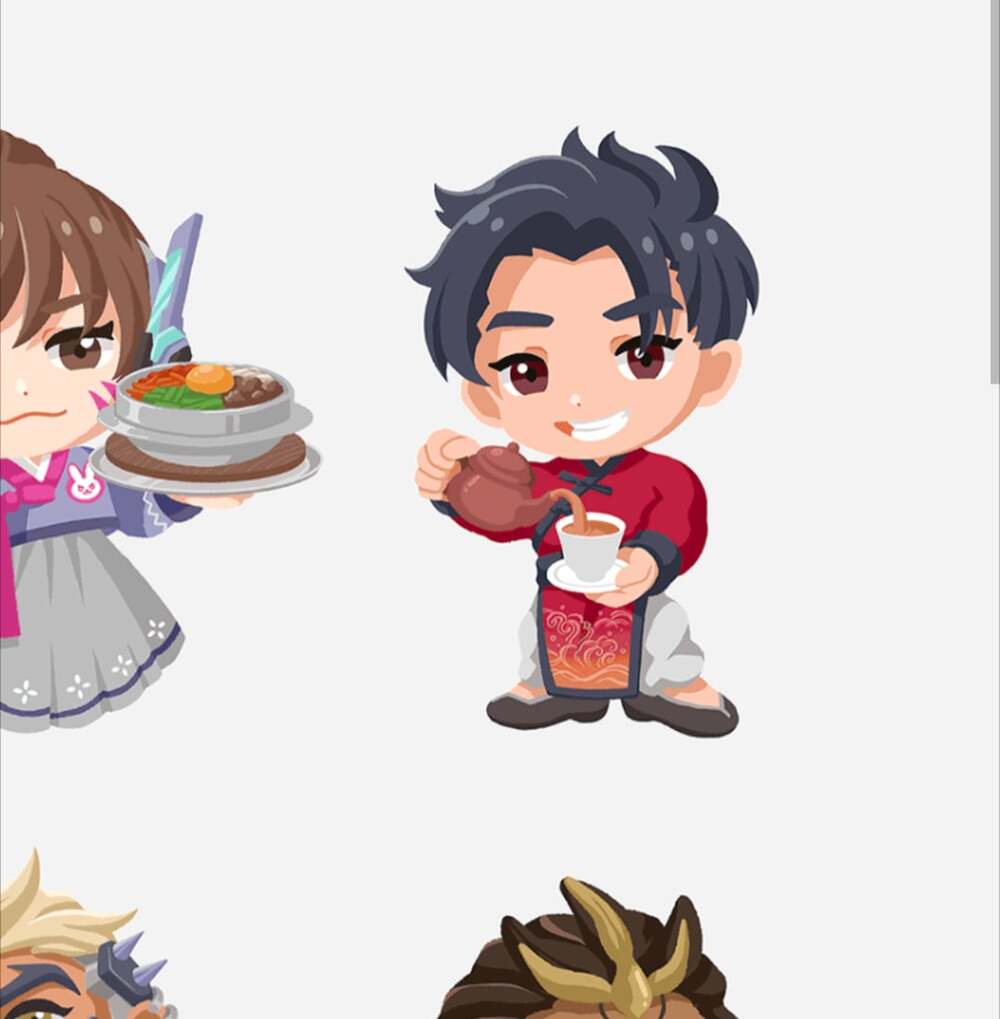 Blizzard Overwatch Cafe Rare Wuyang Chibi Anime Sticker Silver Foil Blind Bag
